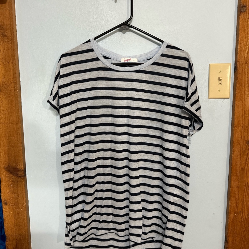 SUPRE Striped Slub Tunic Top